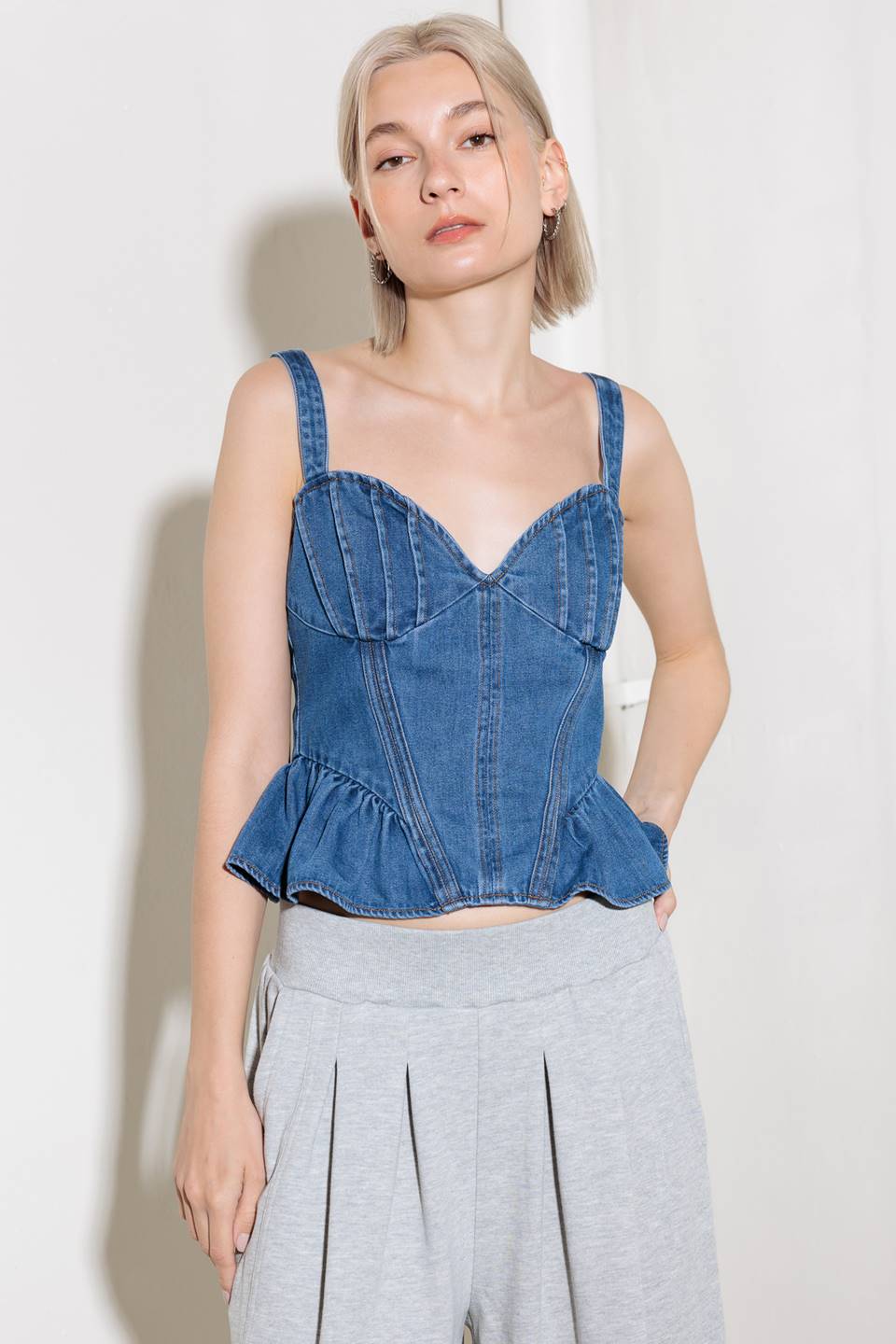 WHISPER SOFTLY BLUE DENIM TOP - 90% Cotton