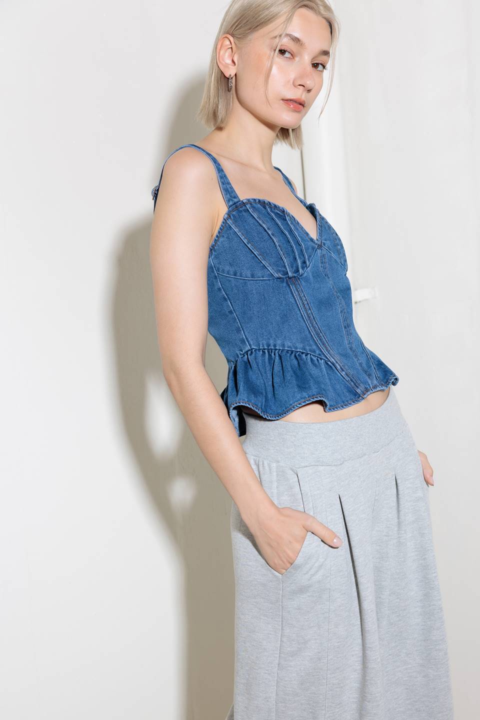 WHISPER SOFTLY BLUE DENIM TOP - 90% Cotton