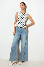 TONAL MOVE WHITE WOVEN TOP