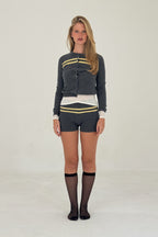 Cashmere Wool Stripe Cardigan