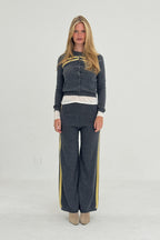 Cashmere Wool Stripe Cardigan