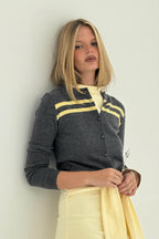 Cashmere Wool Stripe Cardigan