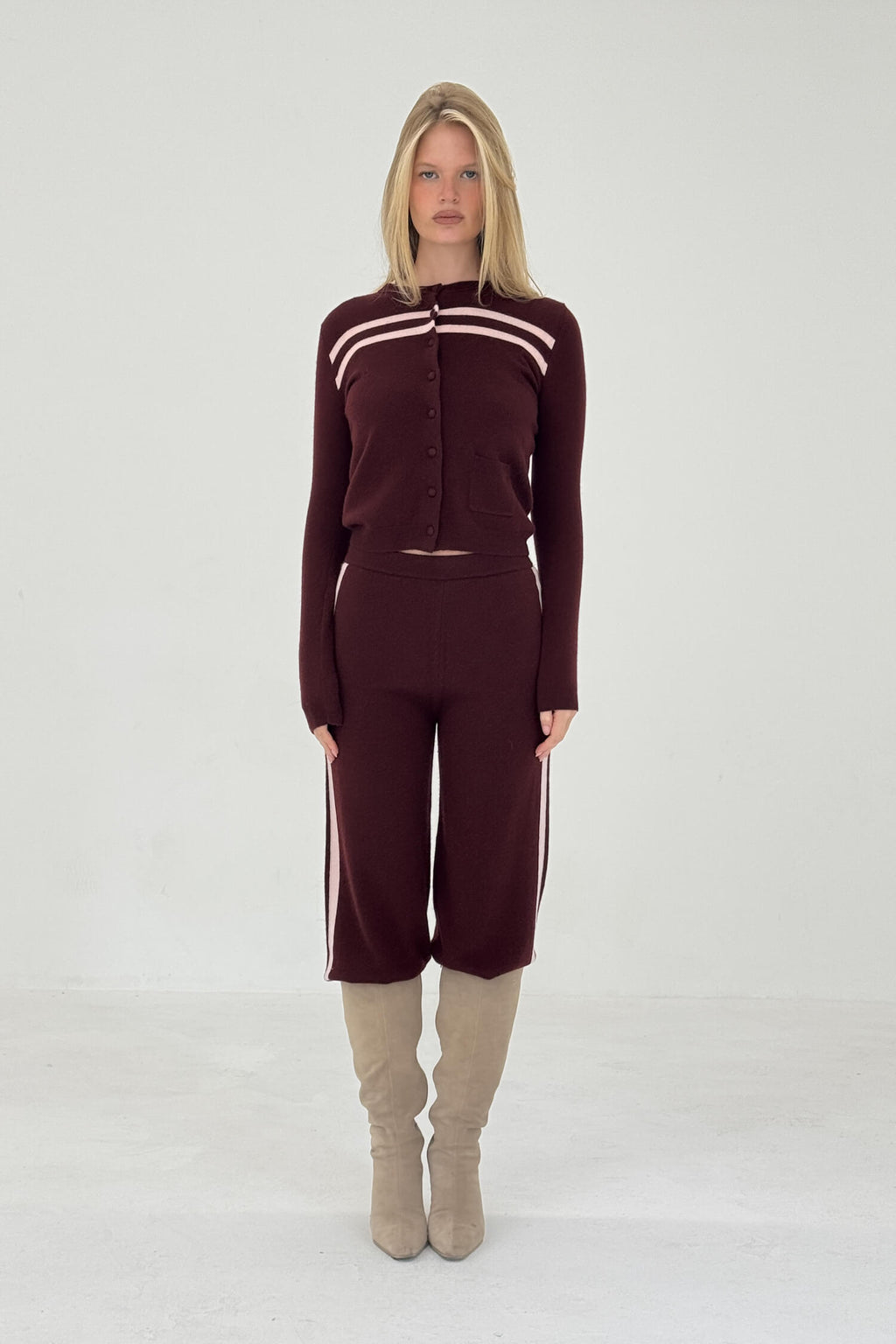 Cashmere Wool Stripe Cardigan