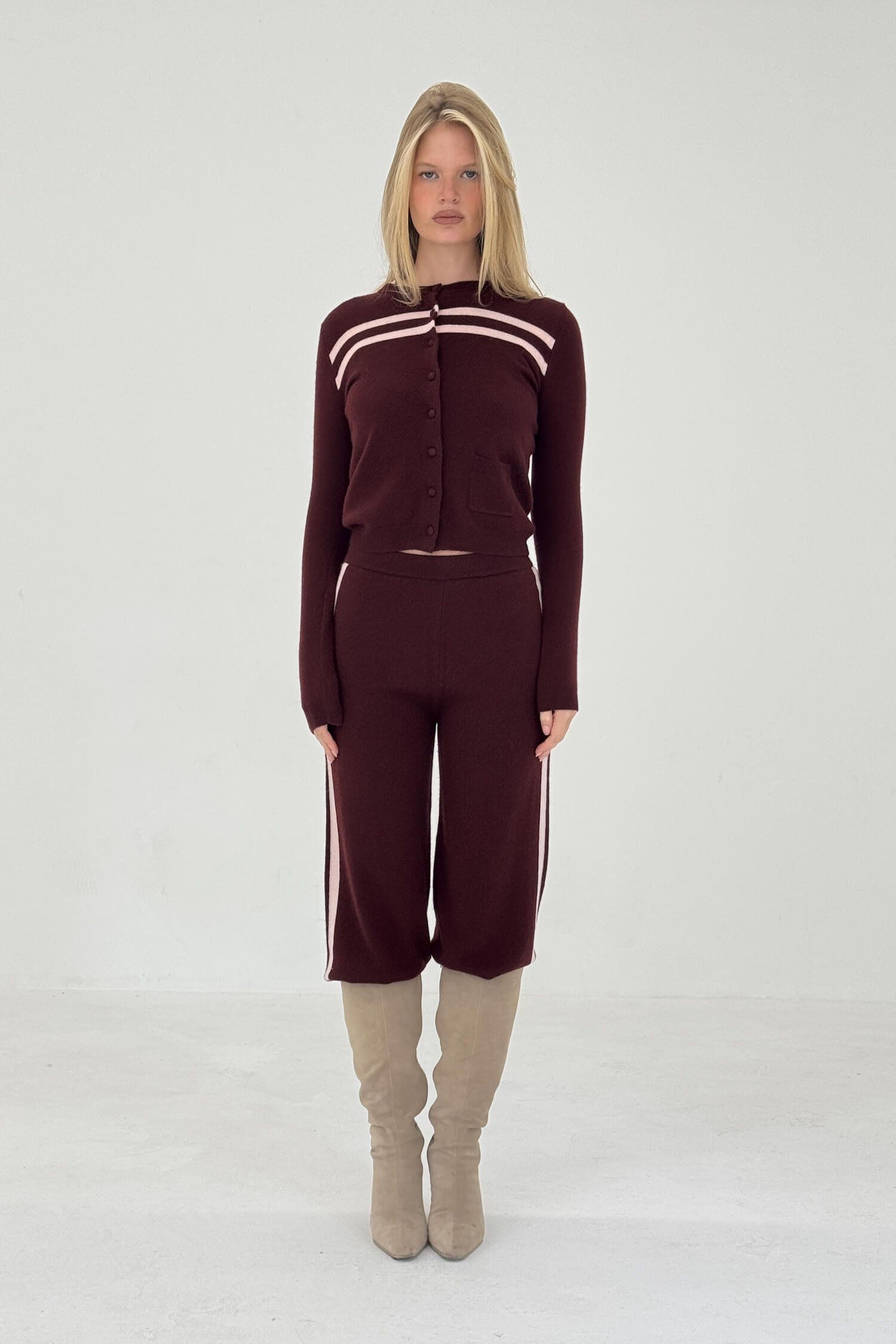 Cashmere Wool Stripe Cardigan