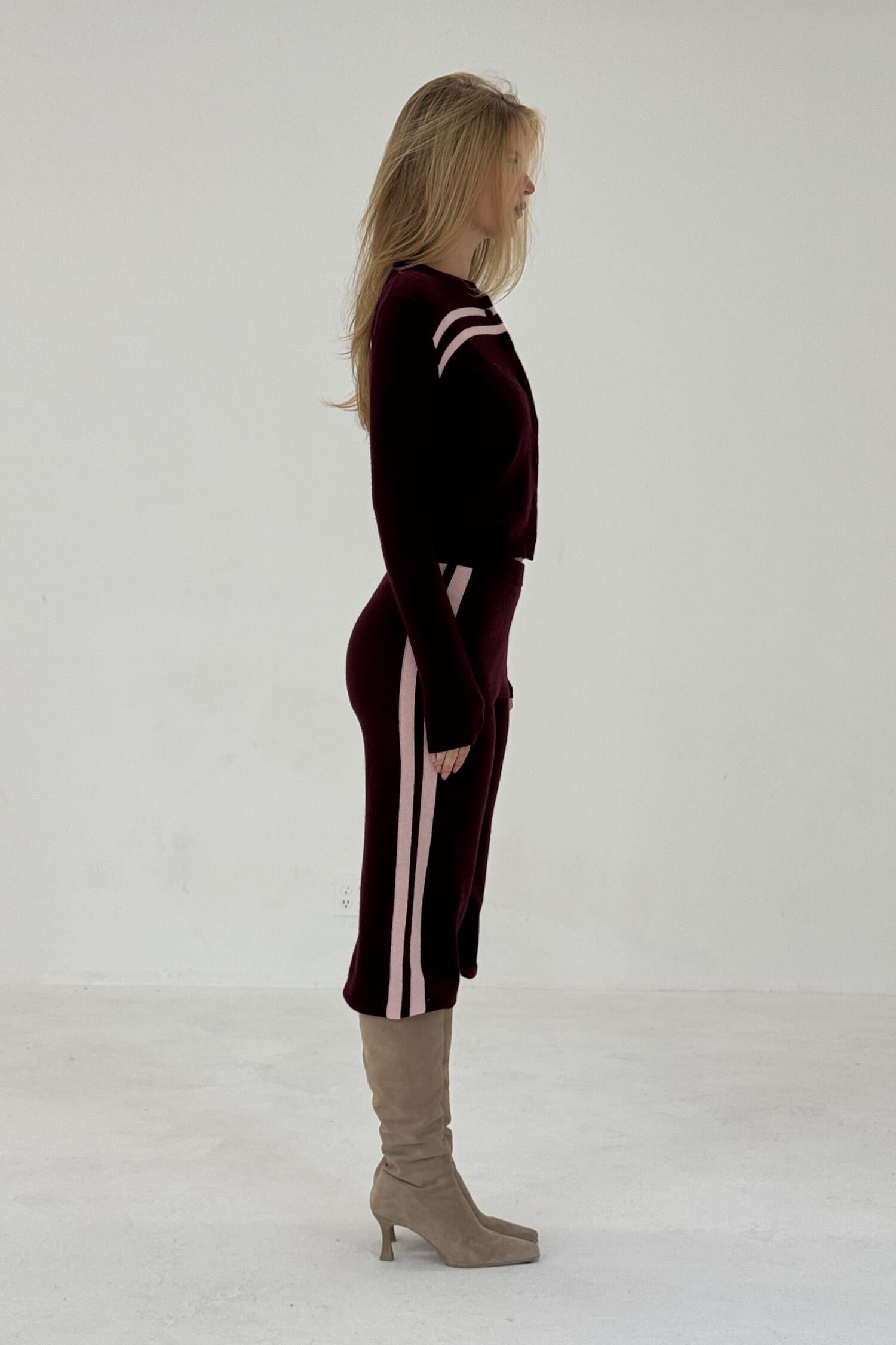 Cashmere Wool Stripe Cardigan