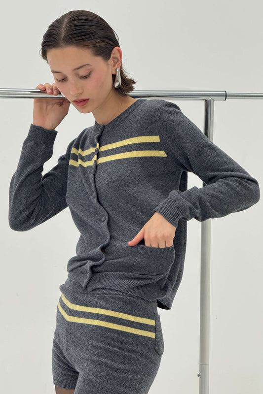 Cashmere Wool Stripe Cardigan