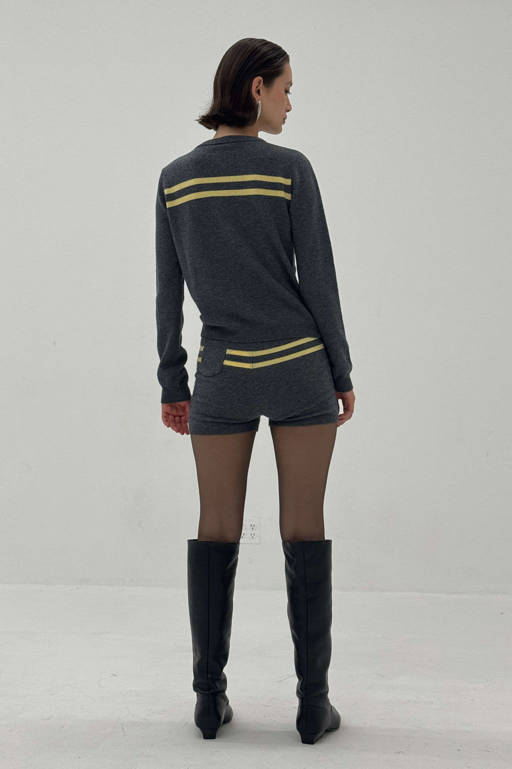 Cashmere Wool Stripe Cardigan