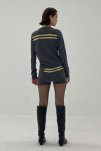 Cashmere Wool Stripe Cardigan