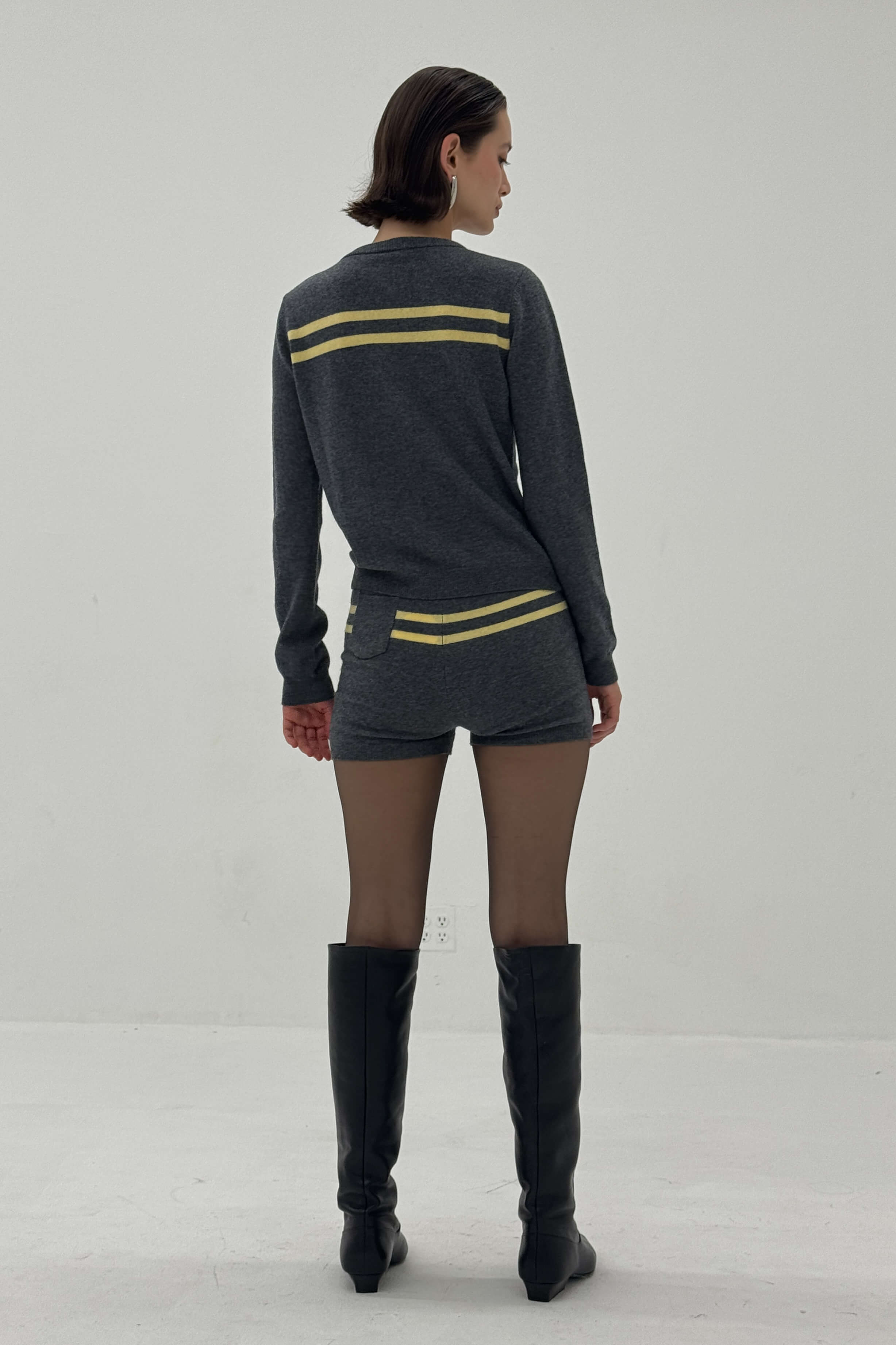 Cashmere Wool Stripe Cardigan