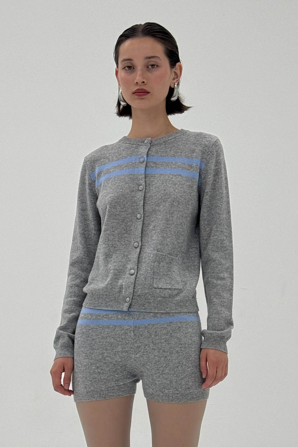 Cashmere Wool Stripe Cardigan
