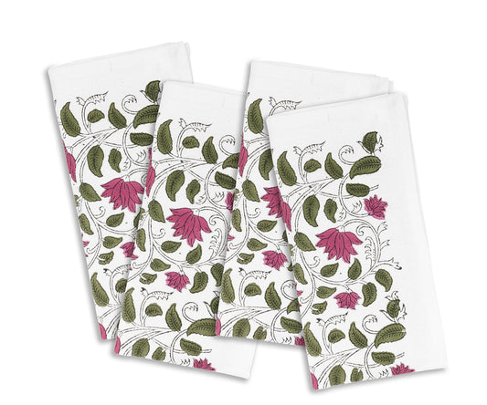 Pink Floral Napkins Set of 4