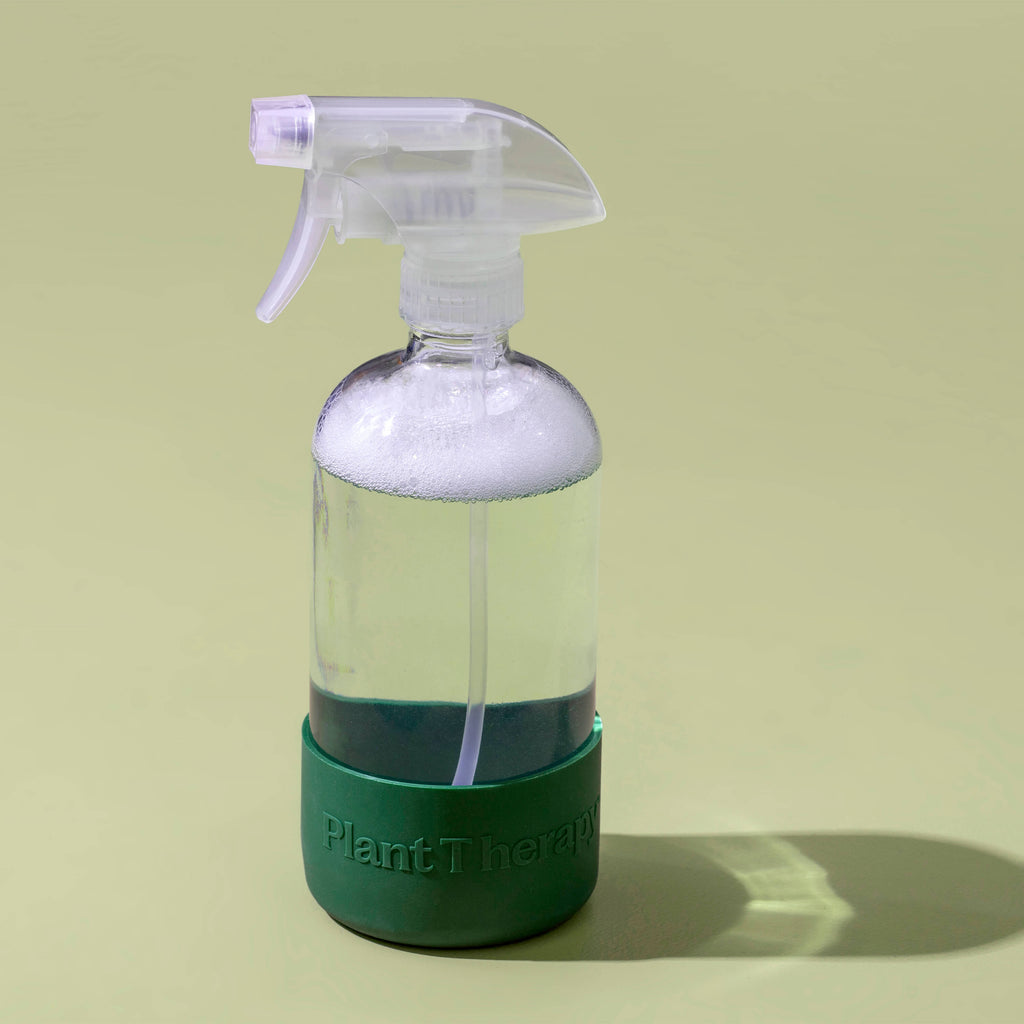 Glass Spray Bottle with Forest Green Sleeve - The Peony Haus