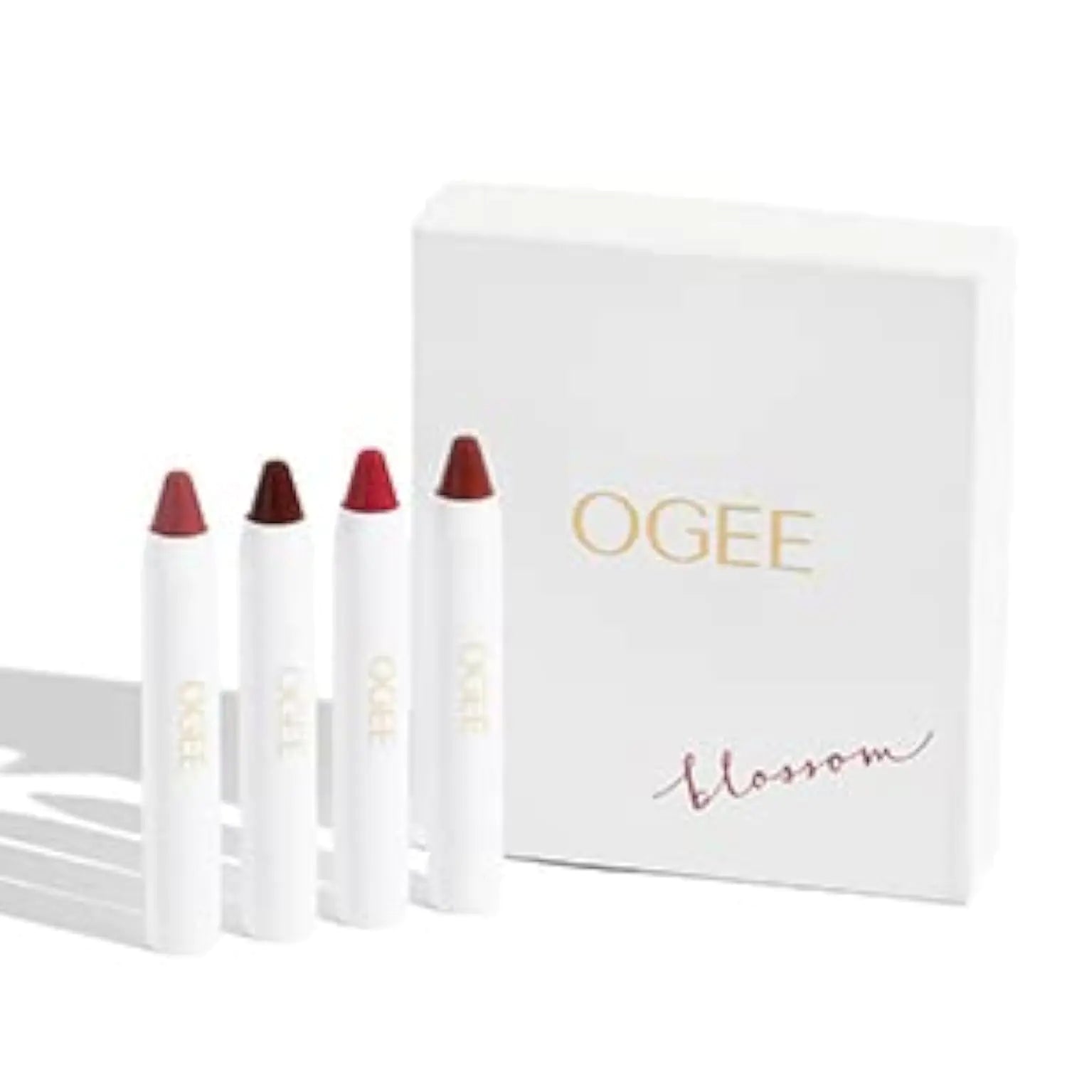 Ogee Tinted Sculpted Lip Oil - Blossom 4 Piece Gift Set - Made with 100% Organic Coconut Oil Jojoba Oil and Vitamin E - Best as Lip Balm Lip Color or Lip Treatment - The Peony Haus