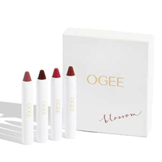 Ogee Tinted Sculpted Lip Oil - Blossom 4 Piece Gift Set - Made with 100% Organic Coconut Oil Jojoba Oil and Vitamin E - Best as Lip Balm Lip Color or Lip Treatment - The Peony Haus