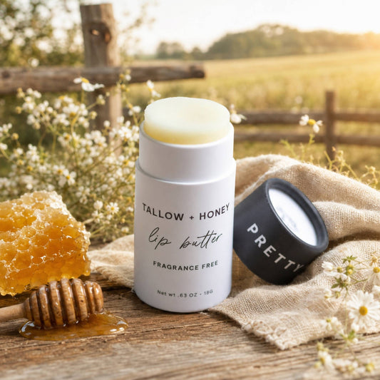 Fragrance Free Tallow + Honey Lip Butter in Eco-Friendly Travel Tubes