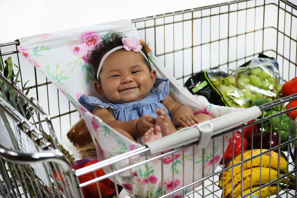 Baby Shopping Cart Hammock | Full Bloom Watercolor Floral Print - 97% cotton