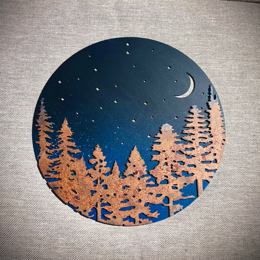 Layered Pine Forest Under the Stars - Wall Art