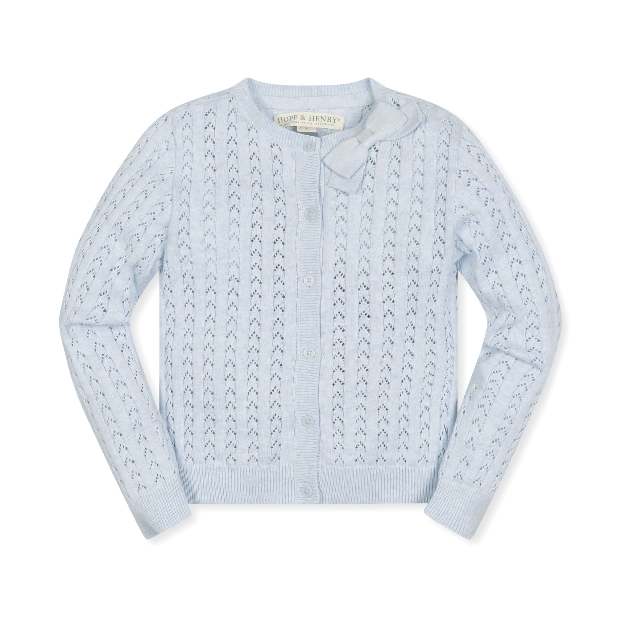 Organic Pointelle Bow Cardigan