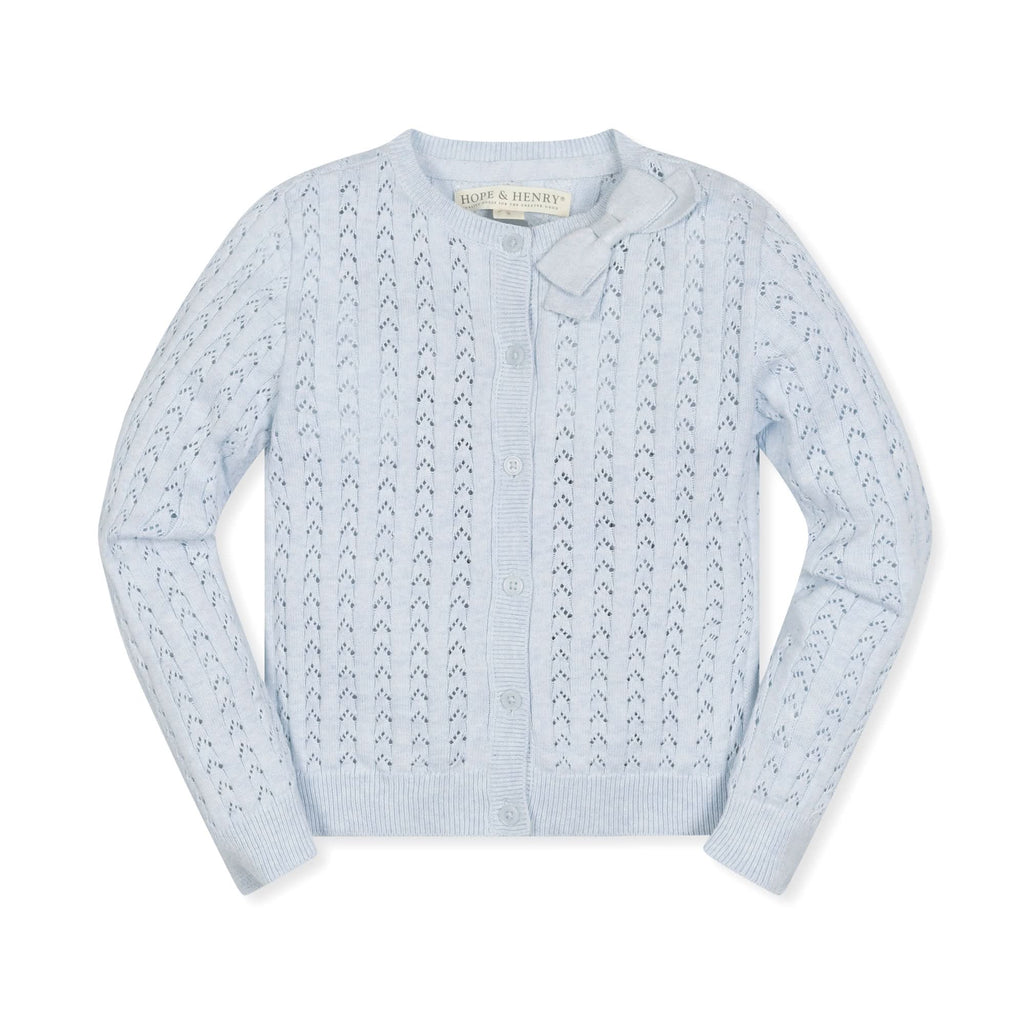 Organic Pointelle Bow Cardigan
