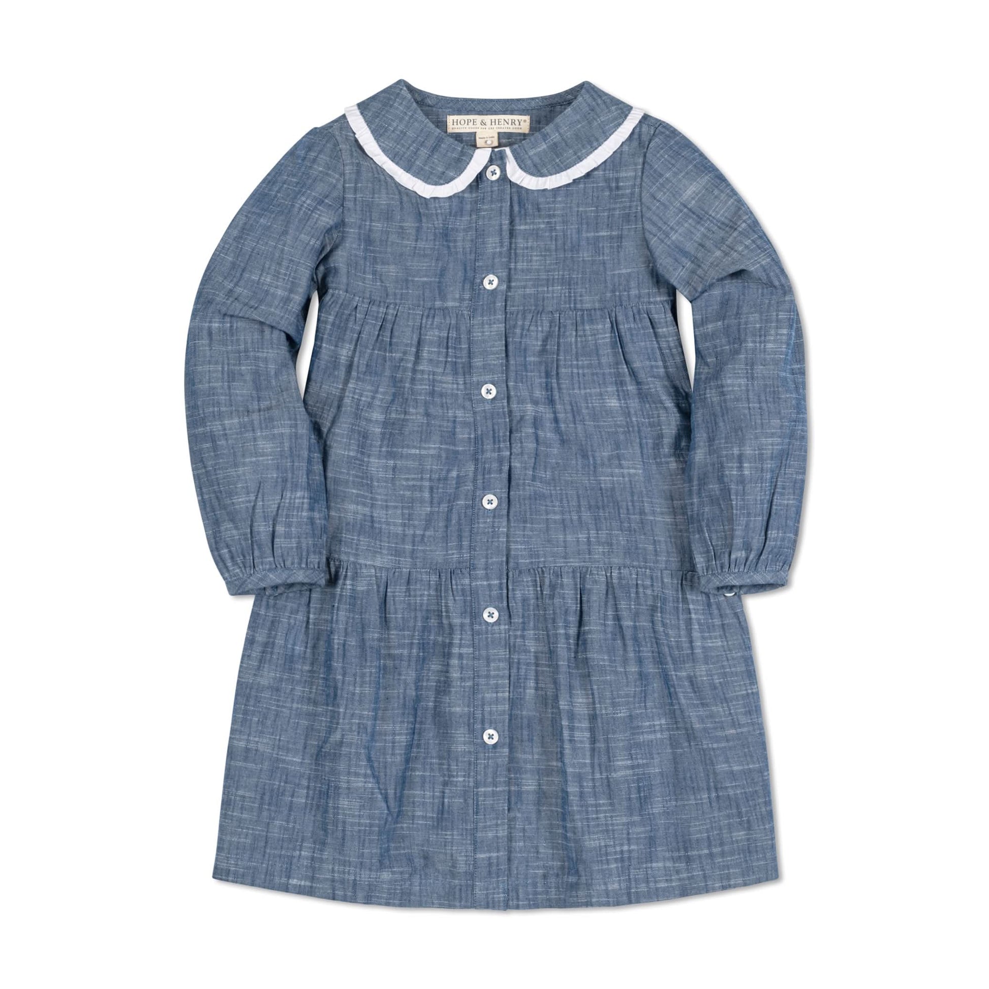 Button Front Organic Chambray Dress