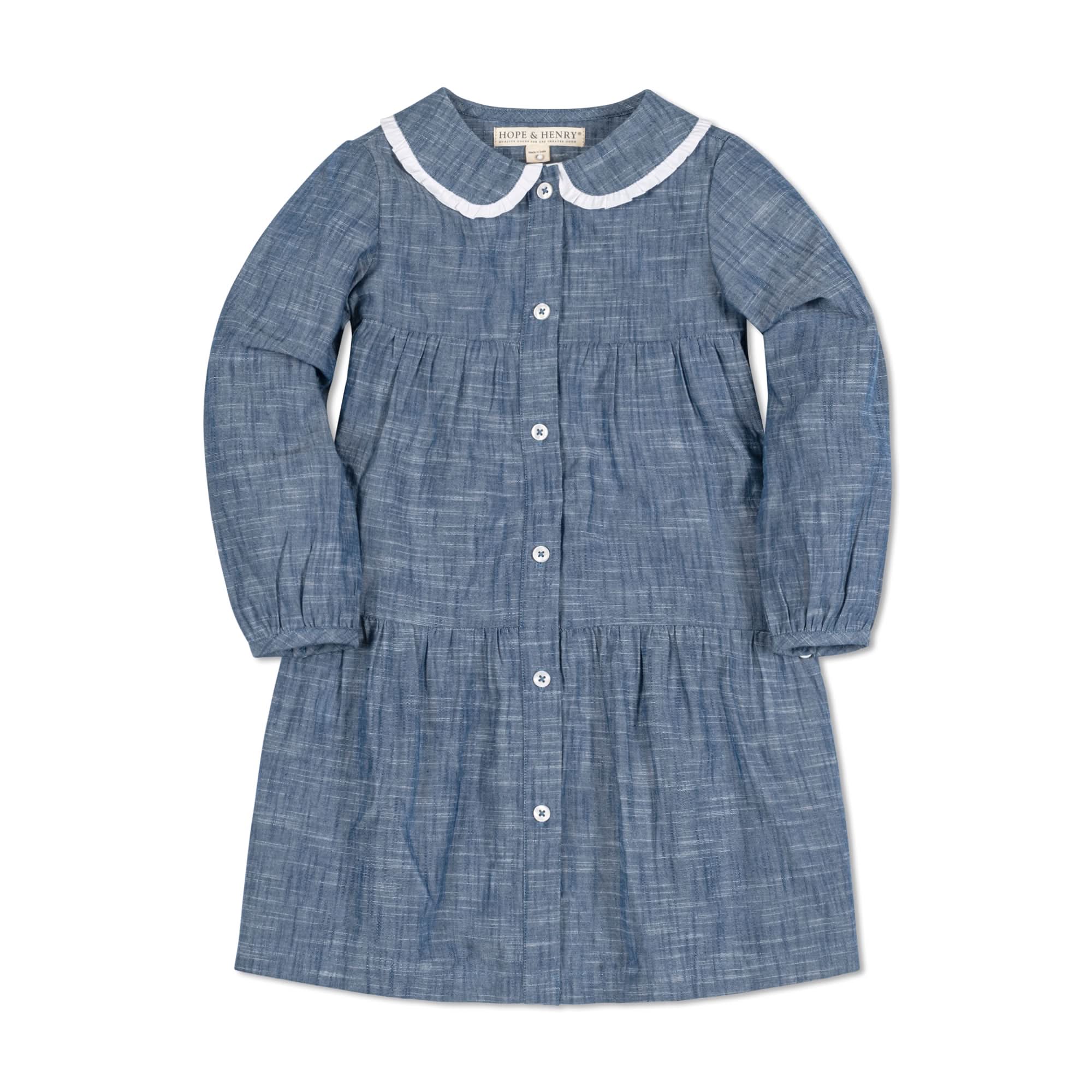Button Front Organic Chambray Dress