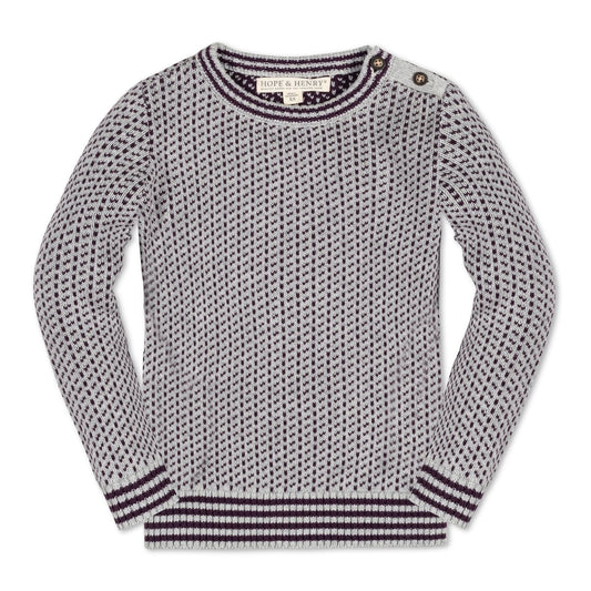 Organic Intarsia Crew Neck Sweater