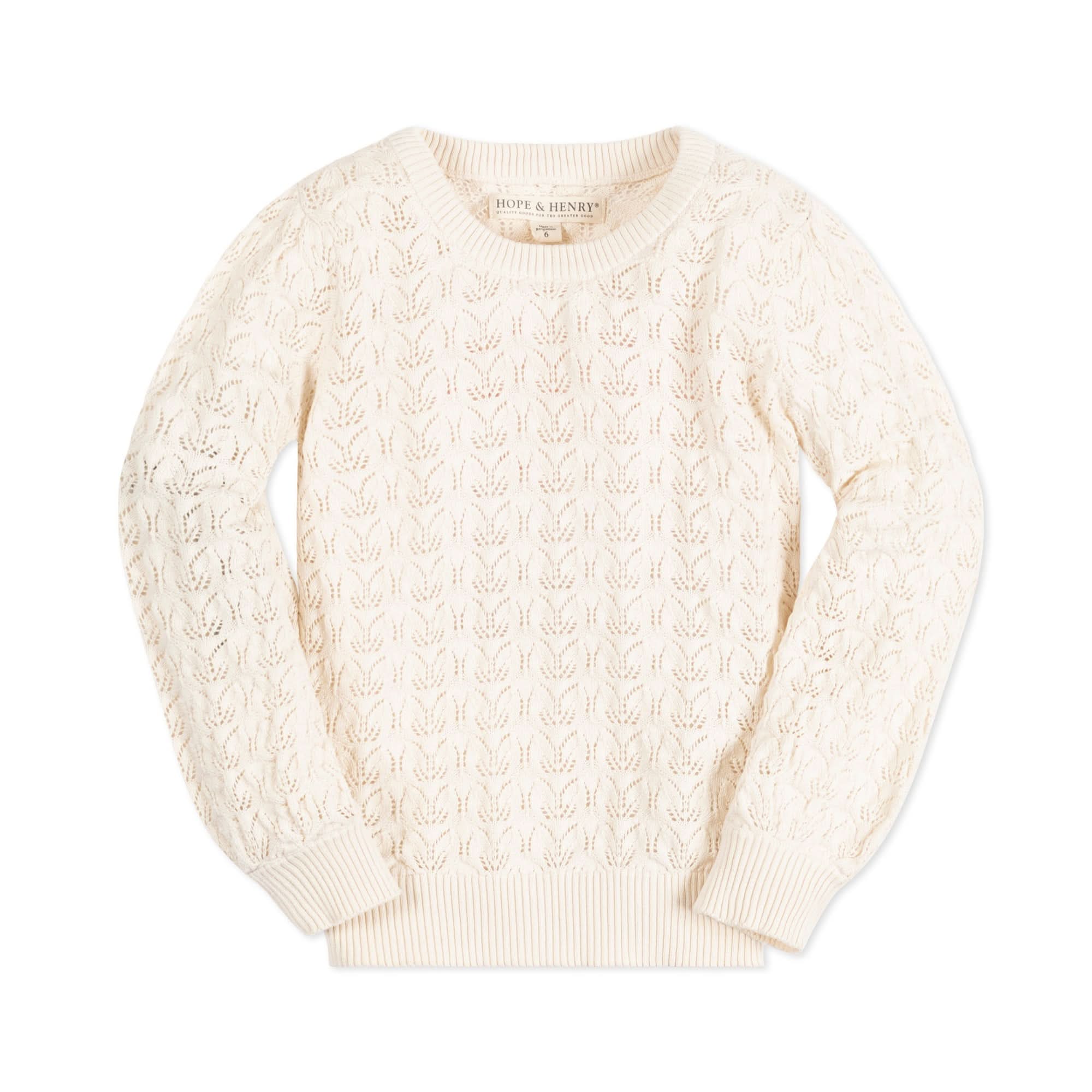 Balloon Sleeve Organic Pointelle Sweater