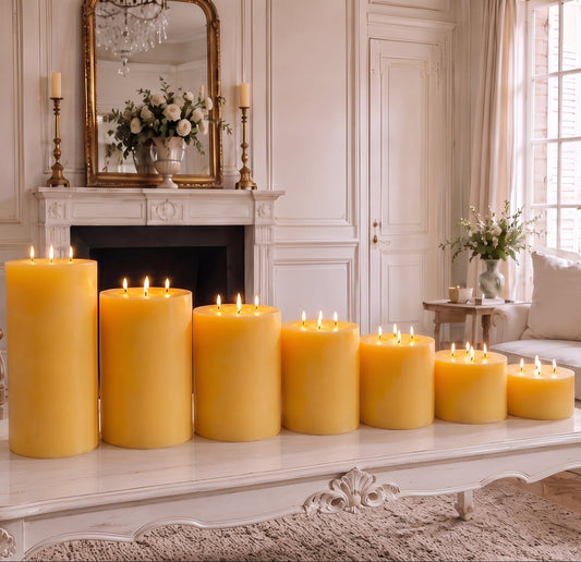 Giant Six Inch Wide Beeswax 4 Wick Candles