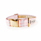 Gingham Pink Girly Summer Plaid Check Buckle & Martingale Dog Collar