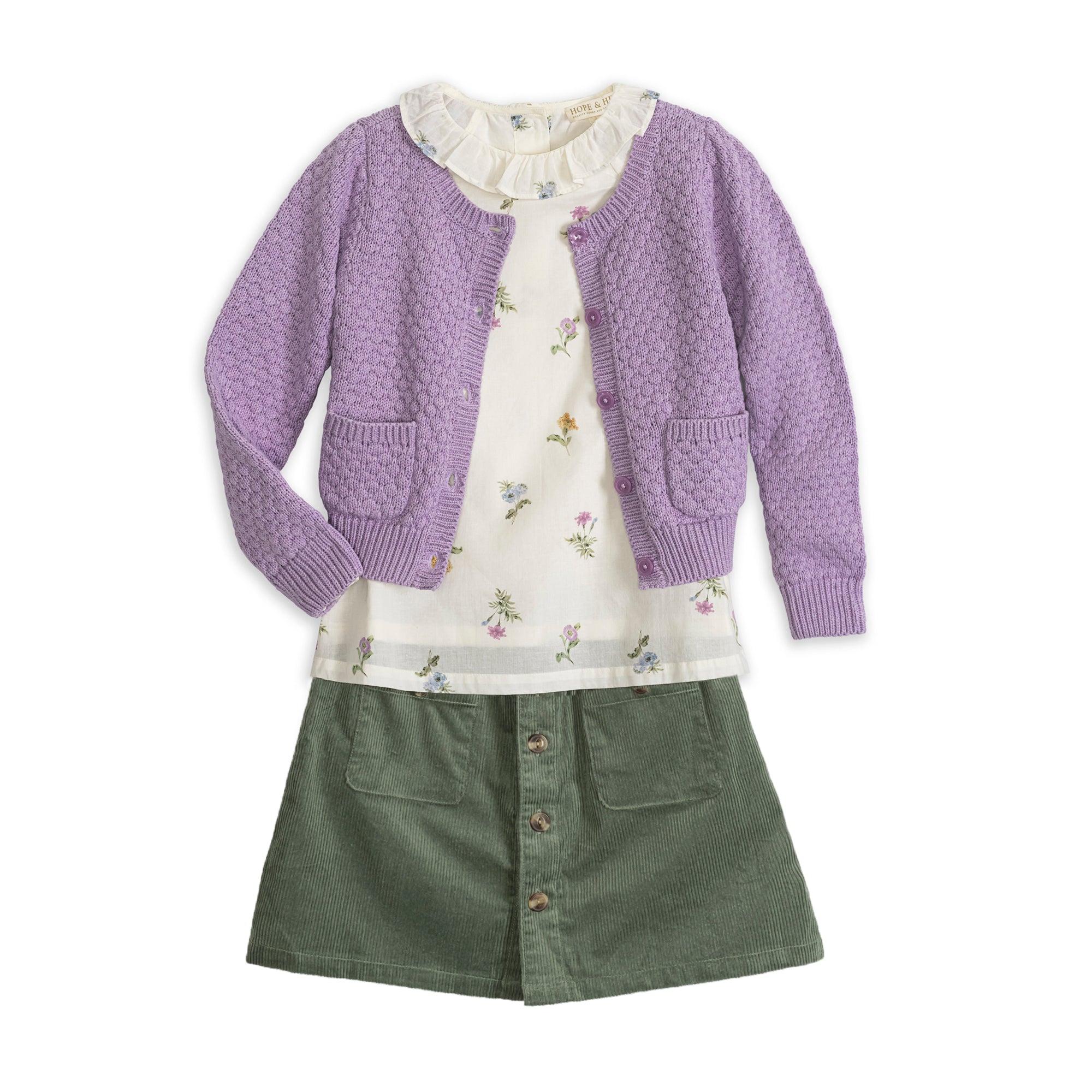 Organic Corduroy Button Front Skirt - 97% Organic Cotton