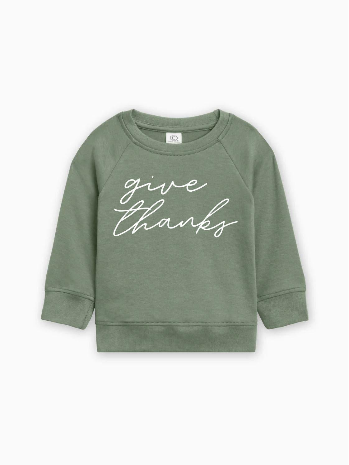 Give Thanks Organic Cotton Baby Toddler Pullover for Thanksgiving day