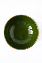 Handmade Porcelain Salad Serving Bowl with Gold Rim. Green
