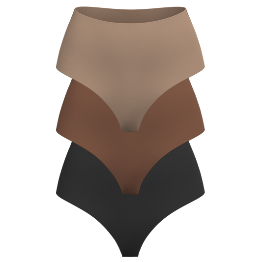 High Rise Thong 3 Pack [Dark Neutrals] - The Peony Haus