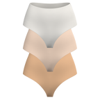 High Rise Thong 3 Pack [Light Neutrals]