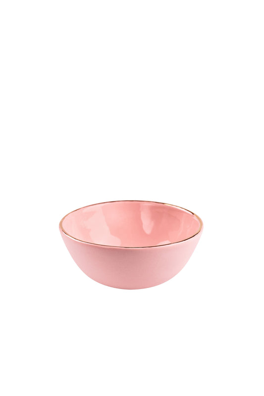 Handmade Porcelain Bowl with Gold Rim. Powder Pink - The Peony Haus