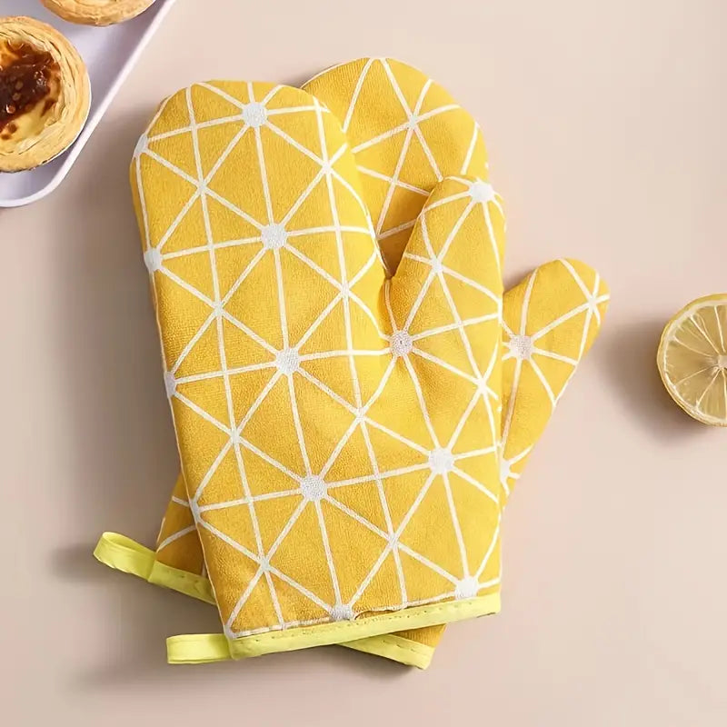 Cotton and Linen Heat-Resistant Oven Mitts