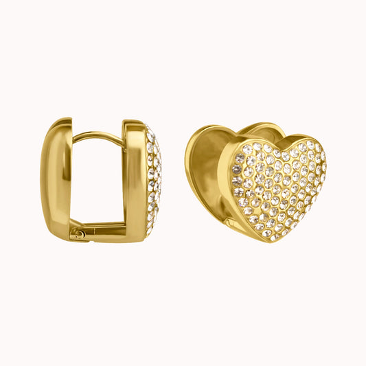 Heather Pavé Heart Earrings - The Peony Haus