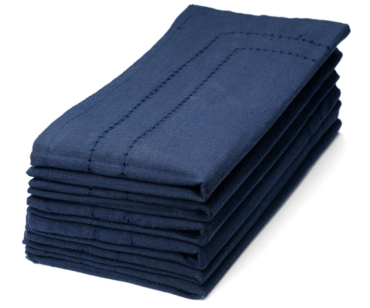 Navy Blue Double Hemstitch Napkins