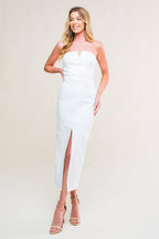 EASYGOING BEAUTY WOVEN TWILL MIDI DRESS - 97% Cotton