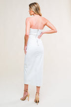 EASYGOING BEAUTY WOVEN TWILL MIDI DRESS - 97% Cotton