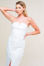 EASYGOING BEAUTY WOVEN TWILL MIDI DRESS - 97% Cotton