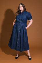 GET THE LOOK DENIM MIDI DRESS - 90% Cotton