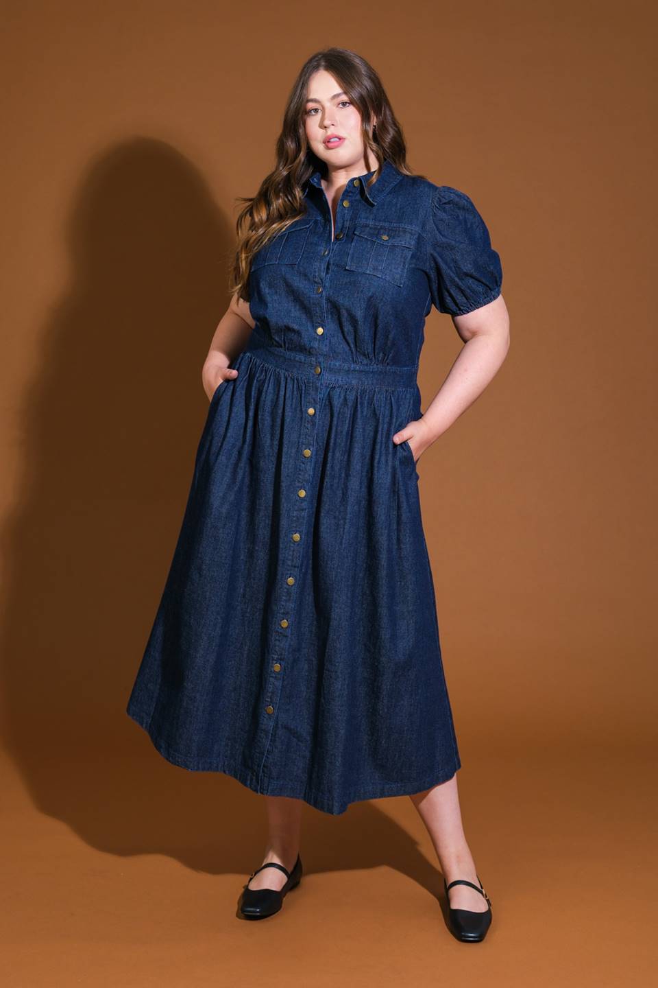 GET THE LOOK DENIM MIDI DRESS - 90% Cotton