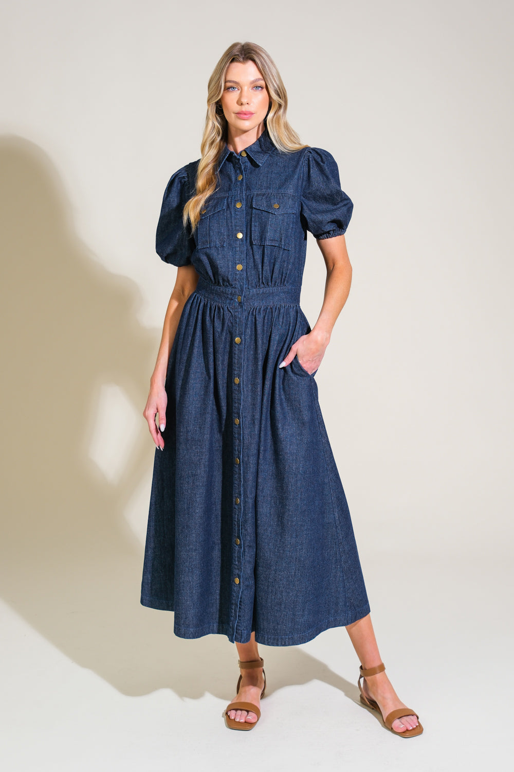 GET THE LOOK DENIM MIDI DRESS - 90% Cotton