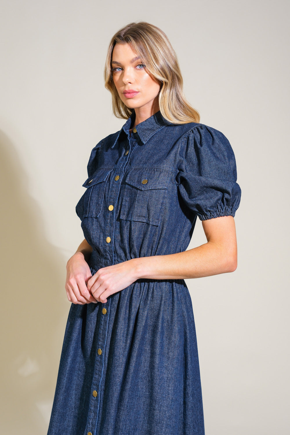 GET THE LOOK DENIM MIDI DRESS - 90% Cotton