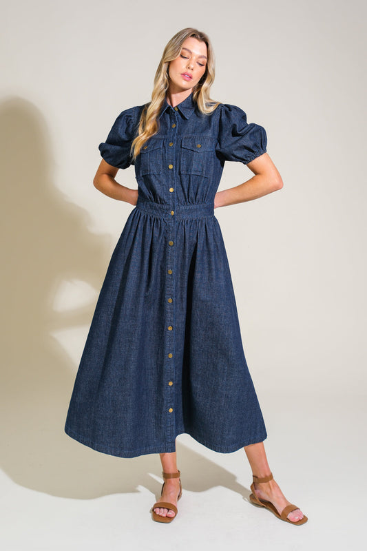 GET THE LOOK DENIM MIDI DRESS - 90% Cotton