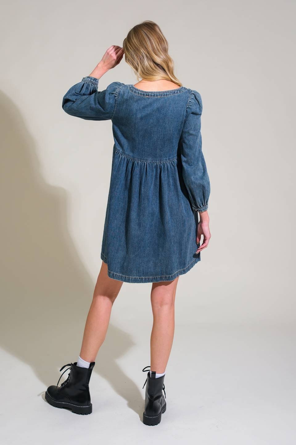 EXOTIC ESCAPE DENIM MINI DRESS - 90% Cotton