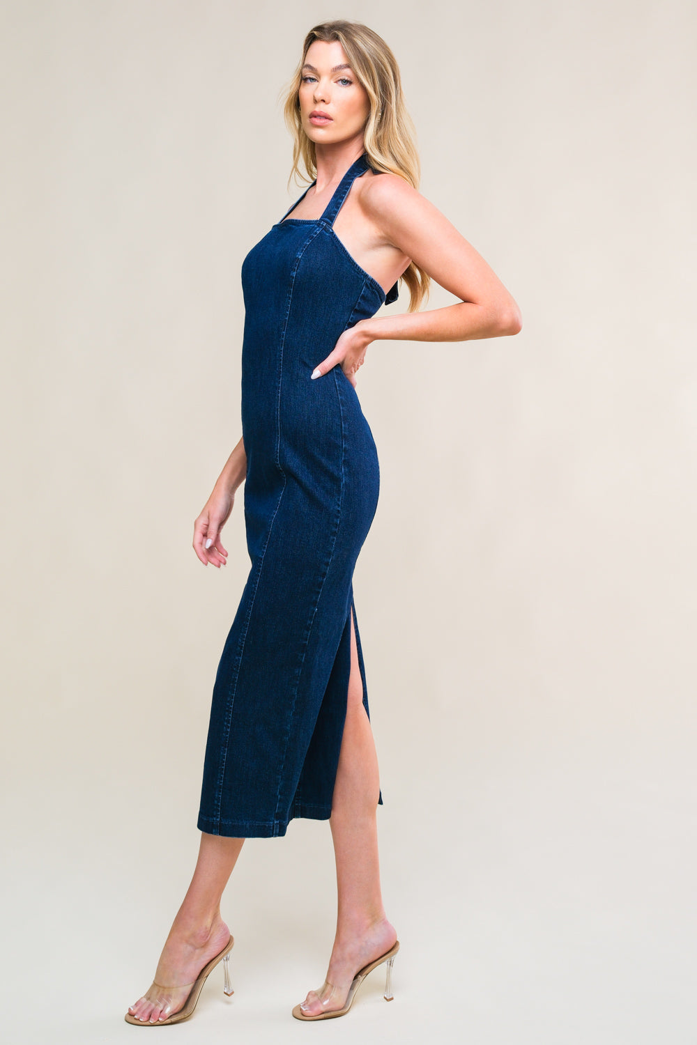 SO QUINTESSENTIAL DENIM MIDI DRESS - 98% Cotton