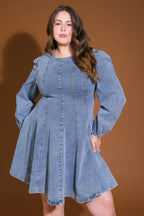 YOUR SWEETIE DENIM MINI DRESS - 97% Cotton