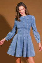 YOUR SWEETIE DENIM MINI DRESS - 97% Cotton